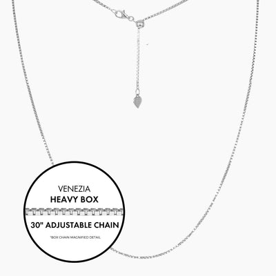 Roma Italian Adjustables Necklaces Silver 30"Italian Heavy Venezia Box Adjustable Chain (Silver)