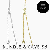 Roma Italian Adjustables Necklaces Silver/Gold BUNDLE (2): 24"Milano Twist Adjustable Chains in Silver + Gold