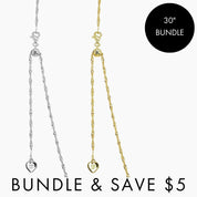 Roma Italian Adjustables Necklaces Silver/Gold BUNDLE (2): 30"Milano Twist Adjustable Chains in Silver + Gold