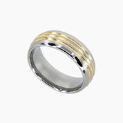 Roma Men's Collection Rings,Men's Tungsten Ring with Grooved 18K Gold Plating