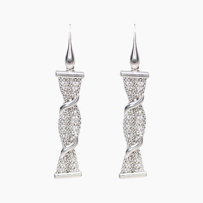 Roma Private Collection Earrings Silver Diamond-Cut Bead Dangle Earrings in Sterling Silver