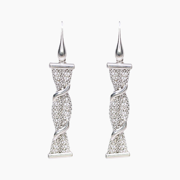 Roma Private Collection Earrings Silver Diamond-Cut Bead Dangle Earrings in Sterling Silver