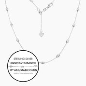 Roma Private Collection Necklaces Italian Moon Cut Stazione Adjustable Necklace (Silver)