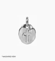 Roma Private Collection Pendants Antique Hammered Cross Charm Pendant (Silver)