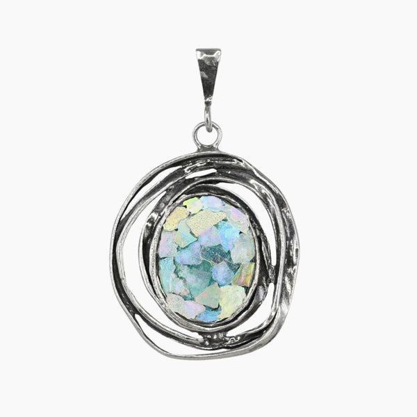 Roman Glass & Sterling on sale Silver Pendant