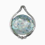 Roman Glass Jewelry Pendants Pendant Roman Glass Sterling Silver Circle Patina Pendant