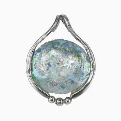 Roman Glass Jewelry Pendants Pendant Roman Glass Sterling Silver Circle Patina Pendant