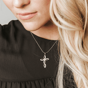 One Side Silver Cross Pendant with Black high quality Swarovski crystals (no chain)