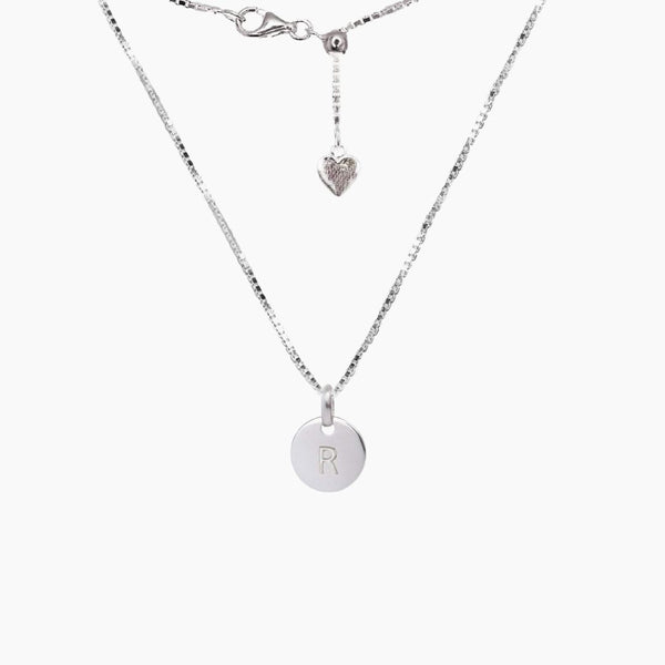 Diamond Initial Disc Necklace Sterling Silver 18